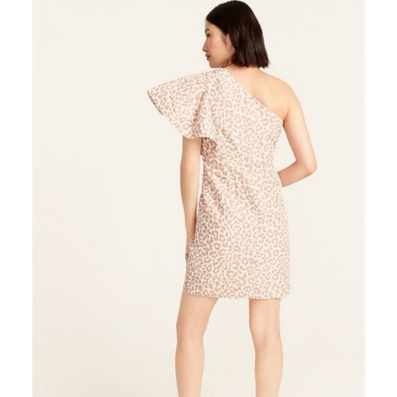 41 J.Crew One-shoulder ruffle dress in Italian ikat leopard - Picture 3 of 7